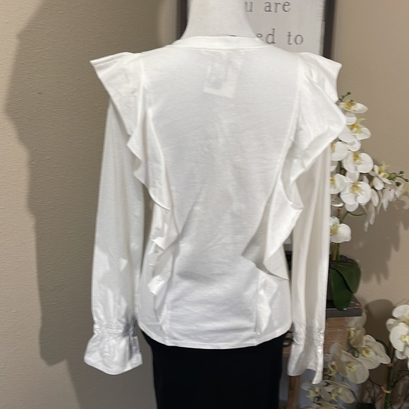 Elegant White Ruffle Long Sleeve Top TRN 23 - Picture 6 of 6